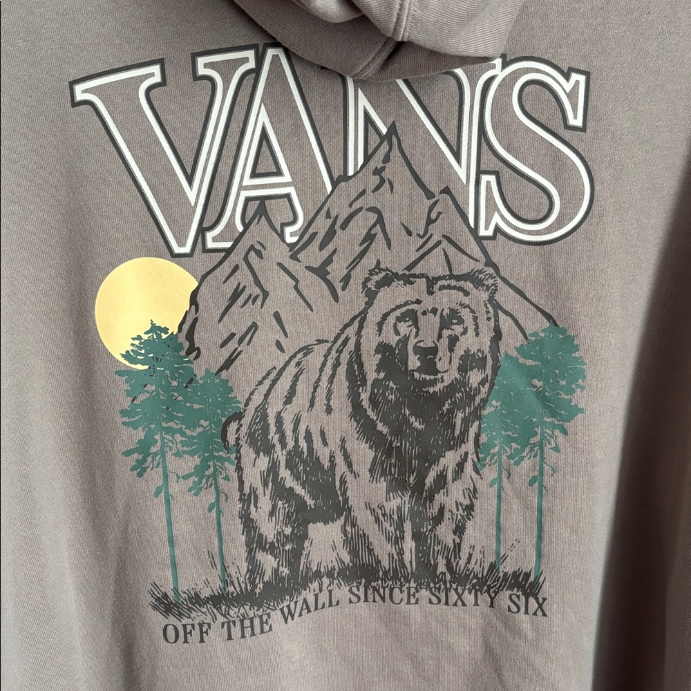 VANS men’s hoodie Brown Bear Mountain graphic size XXL One pouch pocket comfort - Picture 10 of 11